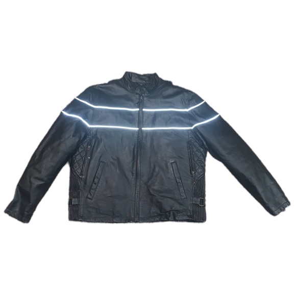 Vintage USA Bikers Dream Apparel 3M Reflective Thinsulate Leather Jacket - Picture 1 of 6